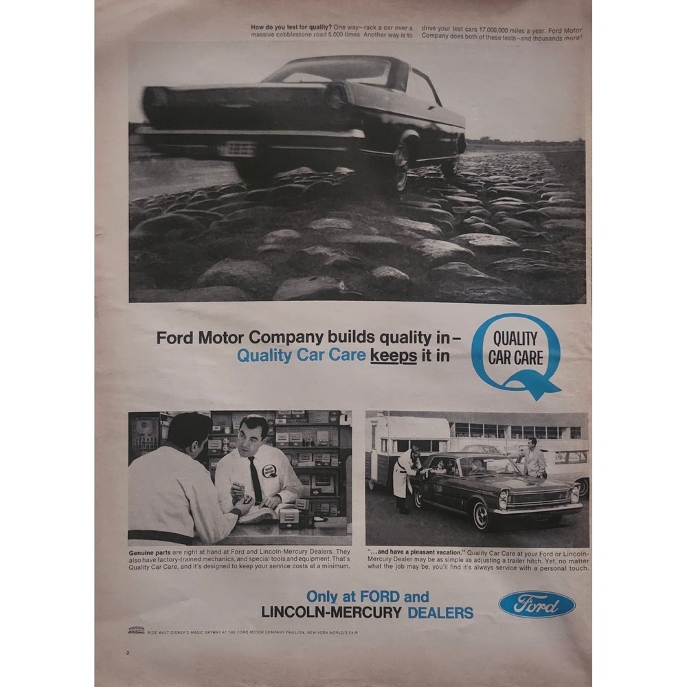 Ford Motor Company Magazine Ad 1960s Quality Car Care Dealers 10x13